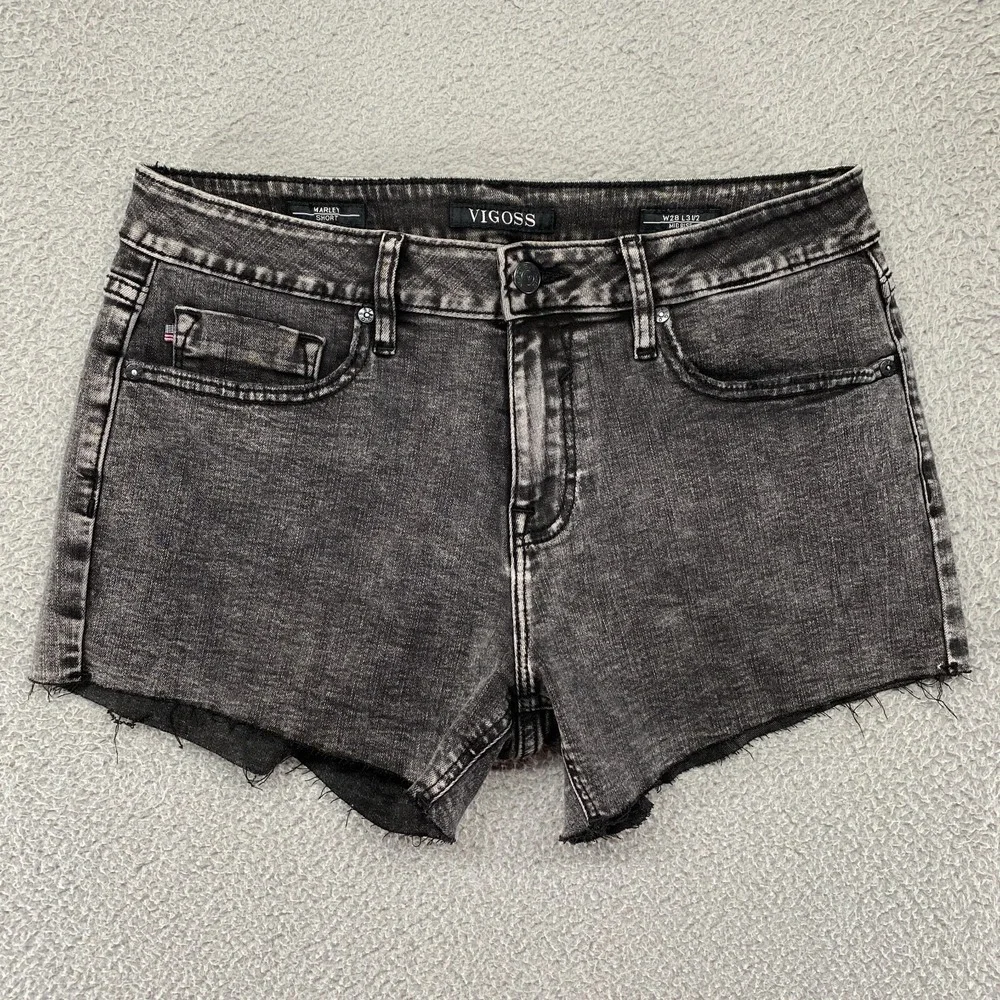 Vigoss Denim Shorts Womens 28 Cutoff‎ Mid Rise Stretchy Gray Denim 3.5 Inch